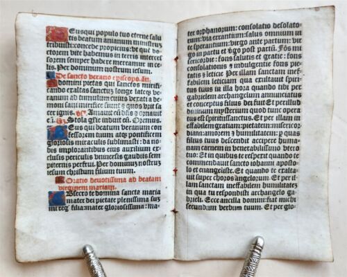 1519 BOOK OF HOURS PRINTED on VELLUM FRAGMENT antique POST-INCUNABULA scarce - Picture 9 of 18