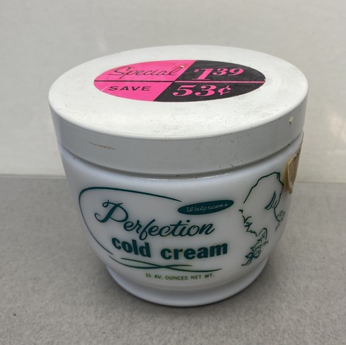 Vintage Walgreens Perfection Cold Cream Milk Glass Advertising Jar - Picture 4 of 13
