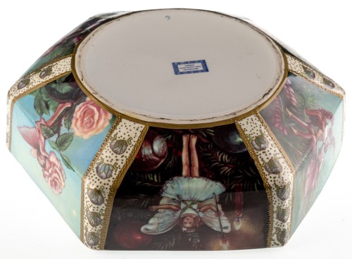 Large Brathwaites Fairy Lustre Ware Hexagonal Centerpiece Bowl Cumbria 11x3" 3lb - Picture 11 of 22