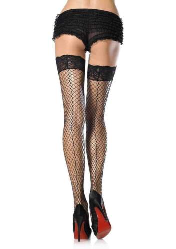 Leg avenue 9061 Black Stay Up Industrial Net lace top thigh highs Backseam Sexy - Picture 1 of 1