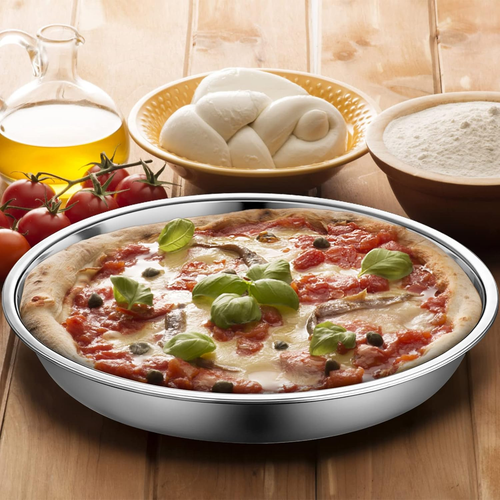 4 Pack 13 Inch Stainless Steel Pizza Pan, Deep round Baking Pan Large Pizza Baki - Picture 5 of 12