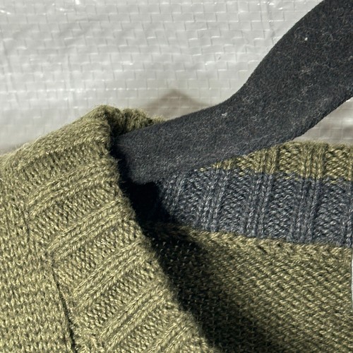 Oscar De La Renta Sweater Men Sz Large Olive Green Cotton Cable Knit Pullover - Picture 5 of 8