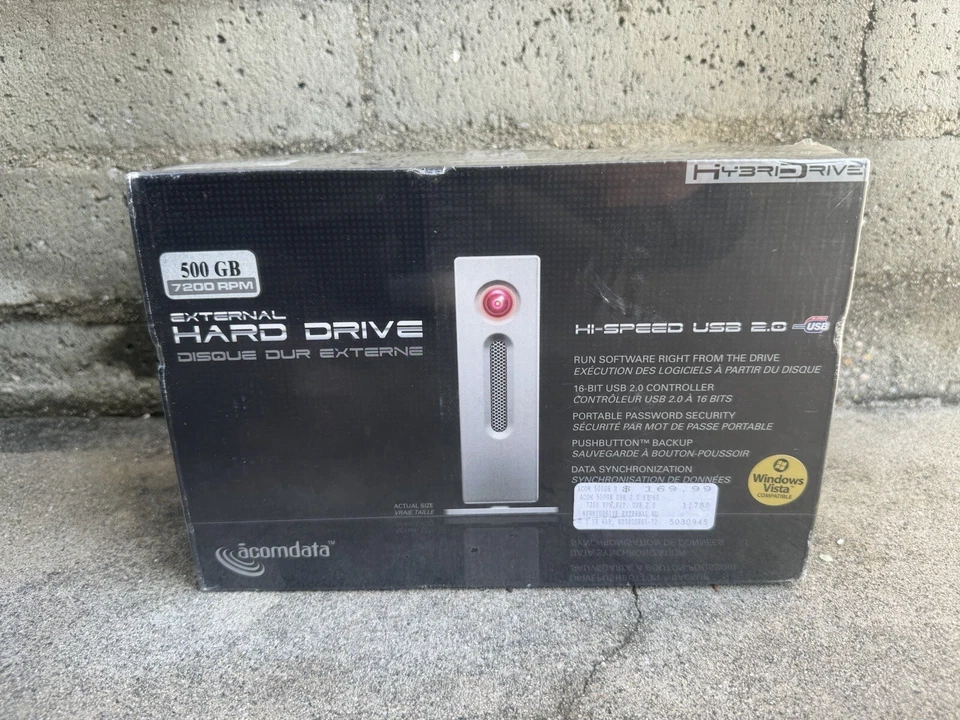 HybridDrive External Hard Drive 500 GB 7200 RPM USB 2.0 16-Bit Windows Vista NEW - Image 2 of 4