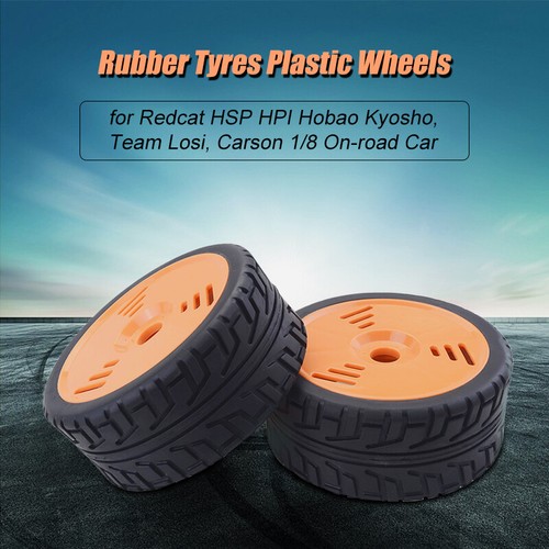 2x Kunststoff Räder Gummireifen 17mm Sechskant für Redcat HSP Carson 1/8 RC Auto - Picture 3 of 7