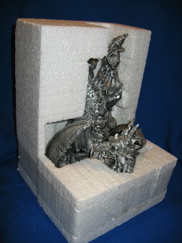 Gothic Legends Dragon & Wizard Pewter Tone Resin 10" Statue - Bild 9 von 10