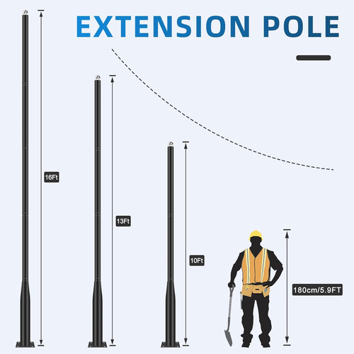 10Ft Tall Street Light Pole, Street Lamp Post for Outdoor Lights, Solar Street L - Picture 6 of 7