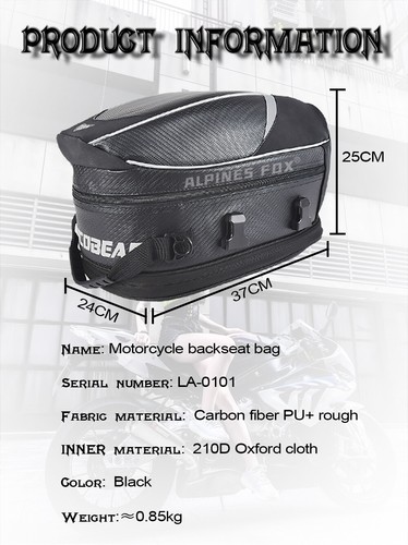 Motorcycle Tail Waterproof Rear Back Seat Bag Rider Backpack Carbon Fiber Color - Picture 8 of 21