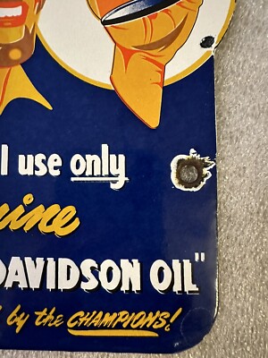 Vintage Harley Davidson Genuine Motorcycle Oil Porcelain