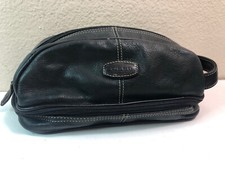 Men's Fossil Black Leather Shave Kit Toiletry Bag