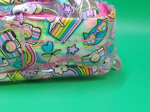 Claire’s Mini Clear Backpack Bag Keychain w/ Clip Pink Unicorn Rainbow Donut Toy - Picture 10 of 19