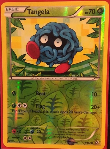 2013 Pokemon Tangela Reverse Holographic Card 1/113 - Picture 1 of 2