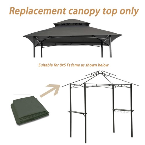 Toldo de repuesto para carpa de barbacoa de 8x5 pies, cubierta de techo para carpa de barbacoa de doble nivel - Imagen 2 de 25