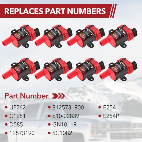8 Pack Ignition Coils & Spark Plugs & Wires for Chevrolet GMC 4.8/5.3/6.0L UF262 - Picture 7 of 24
