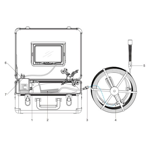 Cámara de video DVR industrial de inspección de tuberías de drenaje de alcantarillado LCD de 7" 12 LED - Imagen 13 de 13