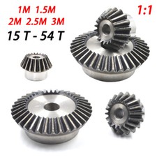 1/1.5/2/2.5/3 Mod Bevel Gear 1:2 15 Tooth - 54 Tooth Transmission Gears 90°Steel