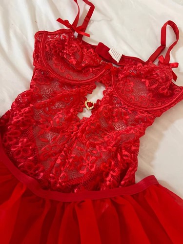 Lencería de peluche de encaje entrepierna abierta body mini falda lencería - Imagen 4 de 22