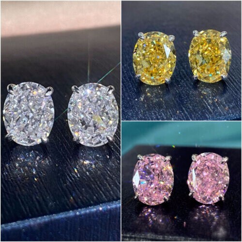 Set of 3 Beautiful New Silver Plated Oval Cut CZ Stud Post Earrings - Picture 1 of 3
