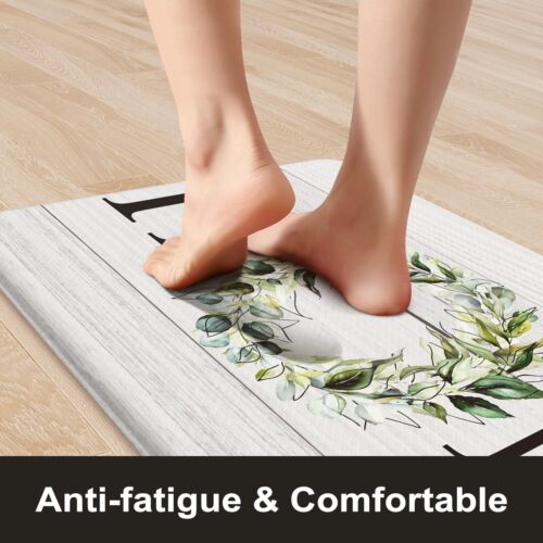 Farmhouse Kitchen Mat 2PCS Anti Fatigue Kitchen Rugs Non-Skid Waterproof Kitc… image
