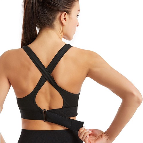 Lady Zip Front Fastening Sports Bra High Impact Wireless Padded Full-Support Bra - Picture 3 of 32