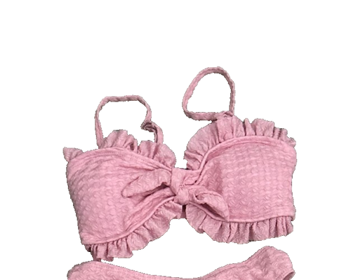Girls 3-Piece Bikini Swimsuit Sz 8Y Knot Front Ruffle Trim w/ Beach Skirt Set - Picture 2 of 4