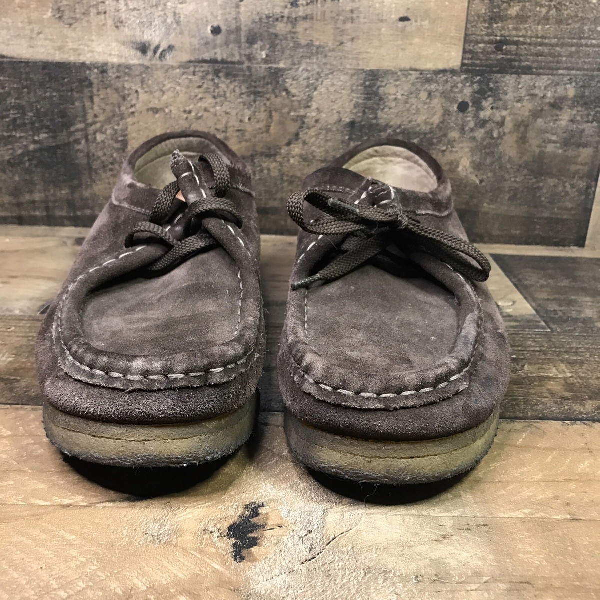 靴 CLARKS ORIGINALS CLARKS ORIGINALS WALLABEE CHOCOLATE SUEDE LEATHER CLASSIC OXFORDS