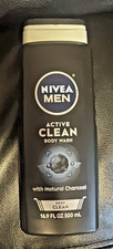 NIVEA Men Active Deep Clean Body Wash With Natural Charcoal 16.9 Oz Each