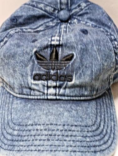 Adidas Cap Vtg. Blue Denim Trefoil Logo Embroidered Retro Y2K Strap Pre-owned - Picture 13 of 13