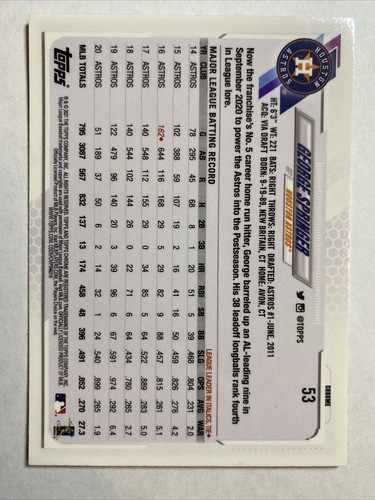 2021 Topps Chrome Baseball X-fractor #53 George Springer Houston Astros - Bild 2 von 2