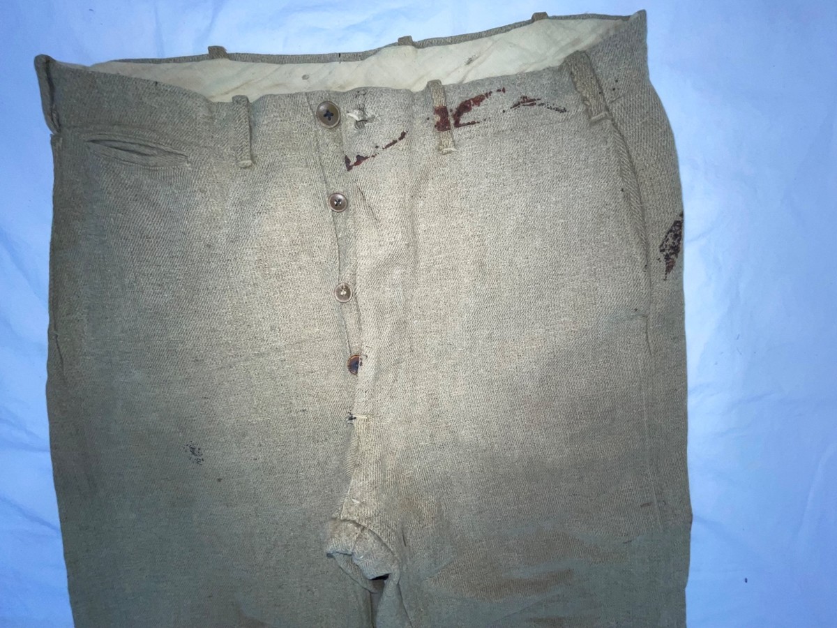 VTG 20S MENS 32 X 28 VICTORIAN BUTTON FLY KHAKI TAN TROUSER