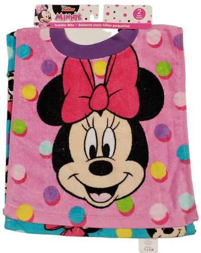  Disney Junior Minnie Mouse Toddler Pullover 2 Pack Cotton Bibs Pink Blue Soft - 第 1/3 張圖片