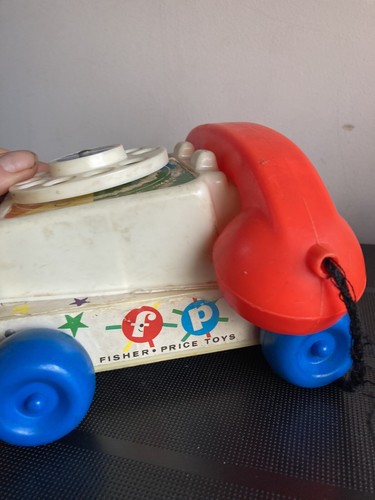Fisher Price Vintange Toys Fire Engine Phone Little People Car 60s 70s Classic - Foto 7 di 8