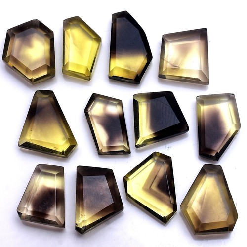 12 Pcs Natural Lemon Bio Quartz 10mm-13mm Untreated Faceted Rough Gemstones Lot - Picture 1 of 5