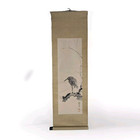 Japanese Scroll Painting Heron on a Branch Art Seal Mark Vintage