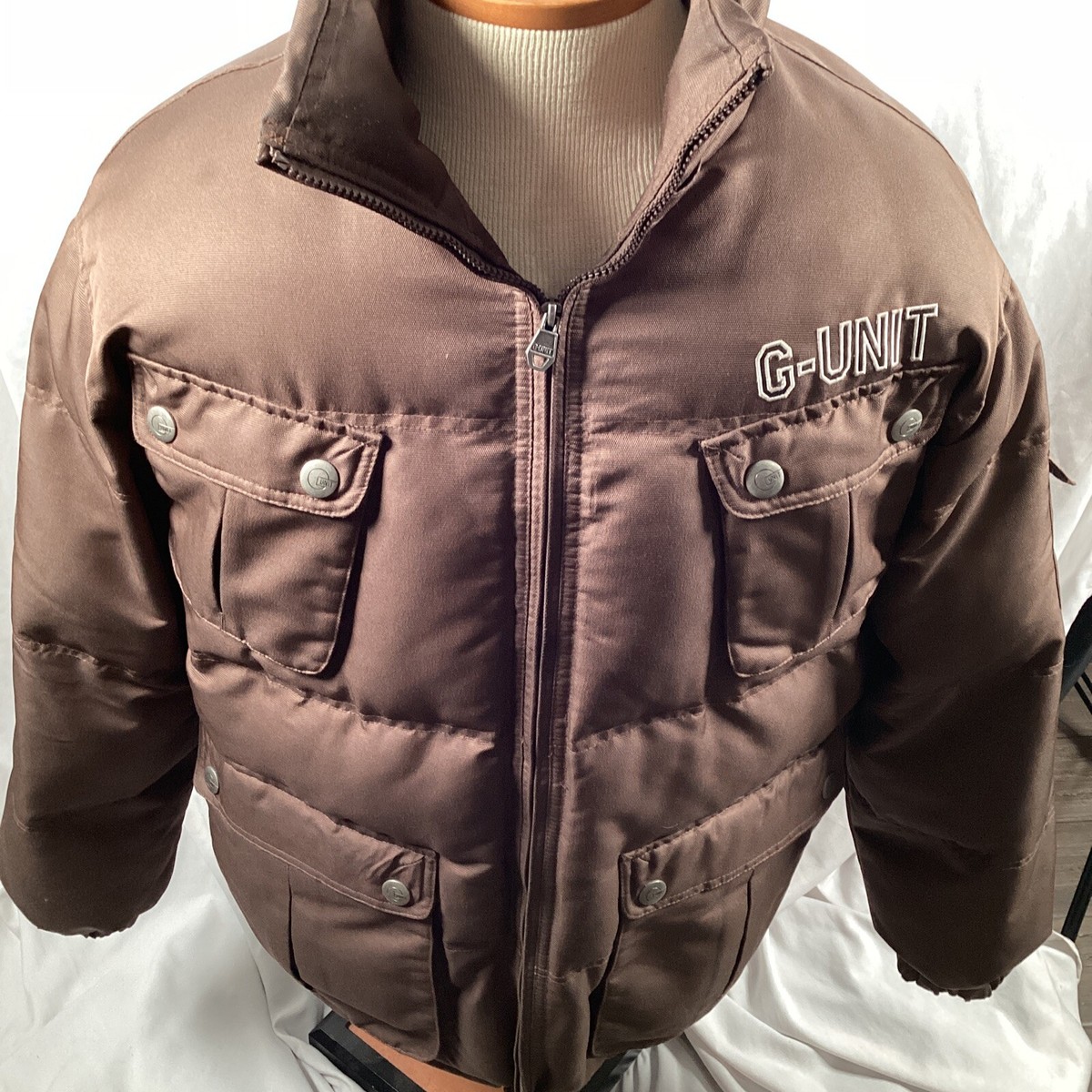 G Unit Brown Zip Heavy Hip Hop Jacket Coat Men's Size XL 50