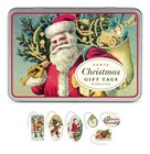 Cavallini & Co. Vintage Christmas Santa Glittered Gift Tag Set​​, Assorted