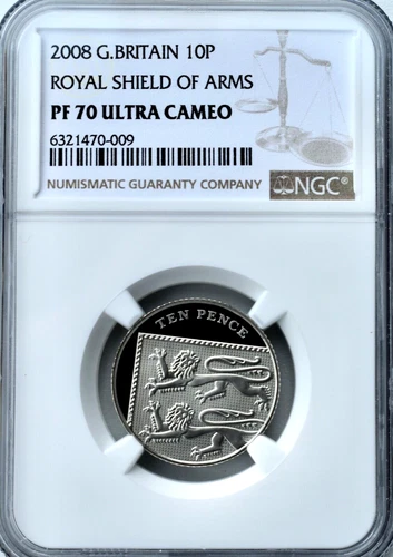 2008 10p Royal Shield Arms Ten Pence NGC Proof PF70 Great Britain Finest Known