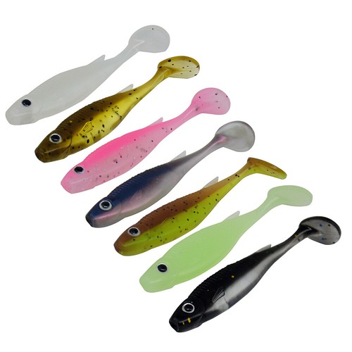 42 un. Señuelos de pesca de plástico suave cola de paleta lubina trucha cebos swimbaits 2,5 pulgadas - Imagen 3 de 24