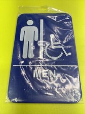 Men Handicap Restroom Sign - ADA Braille Compliant - 6" x 9" - BLUE