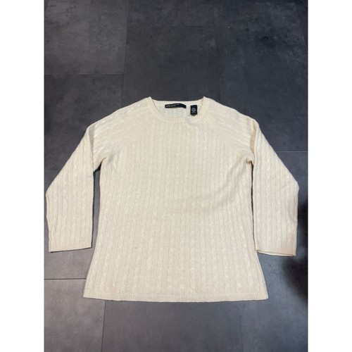 Lord & Taylor Pullover cremefarben Zopfmuster 100 % Kaschmir C-12