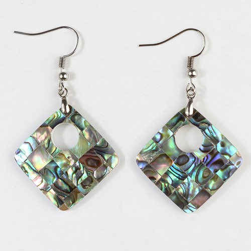 Pendientes colgantes de tortuga cruz luna gancho plata abulón natural Paua - Imagen 61 de 128
