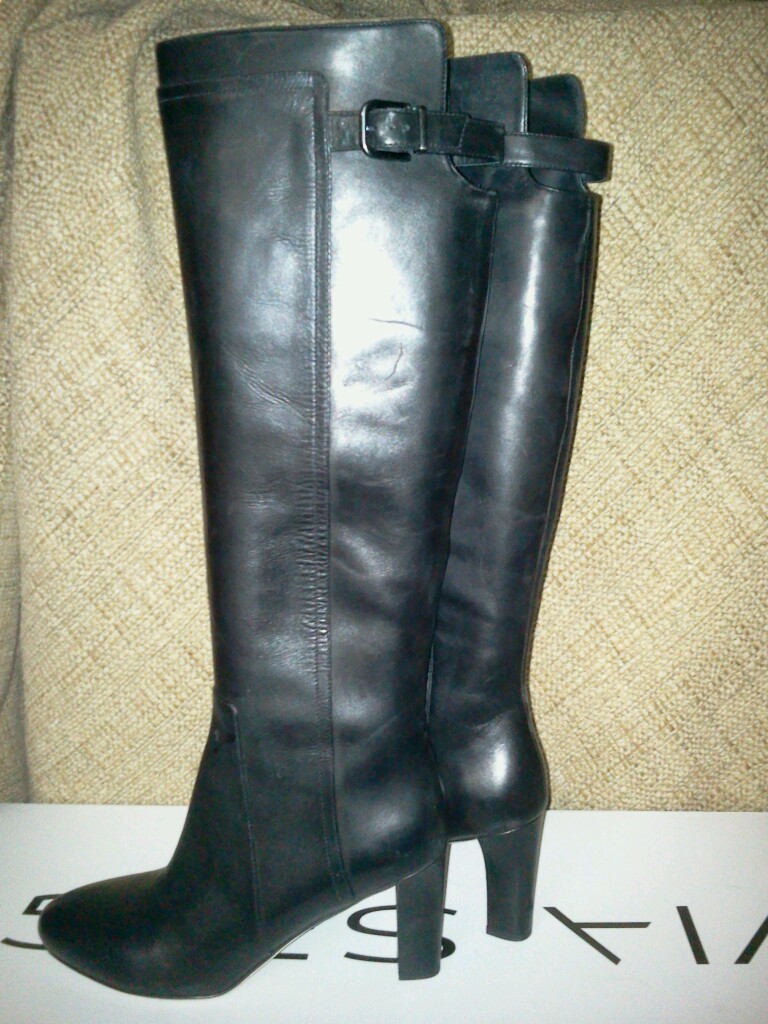 Nuevo Via Spiga Cuero Tacón Alto Hasta La Rodilla Negro botas Zip Talla 9 Nuevo Via Spiga Cuero Tacón Alto Hasta La Rodilla Negro Negro Negro botas Zip Talla 9 tienda de venta