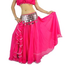 New Belly Dance Costume Lotus Leaf Silver Edge Single Open Skirt/Dress 9 colors