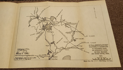 ¡Mapa del río Mississippi de embalses del distrito de Minnesota de San Pablo 1913 9 x 13,25! - Imagen 1 de 2