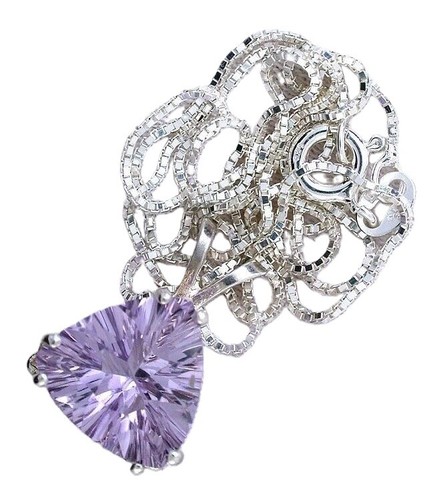 12 mm Billion Laser Rose Amethyst Edelstein Sterling Anhänger Box Kette Halskette ES7441 - Bild 1 von 2