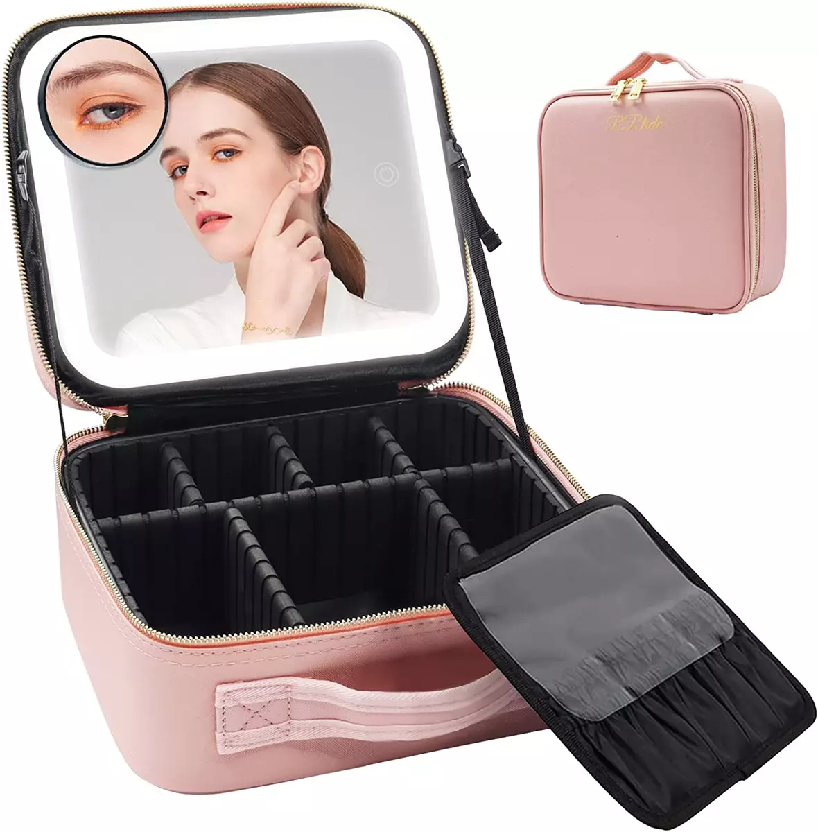 Makeup Bag with Mirror of LED Lighted, Travel Makeup Train Case Cosmetic Bag  | eBay
