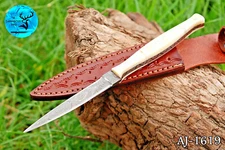 CUSTOM HANDMADE FORGED DAMASCUS STEEL FIX BLADE THROWING BOOT DAGGER KNIFE 1619