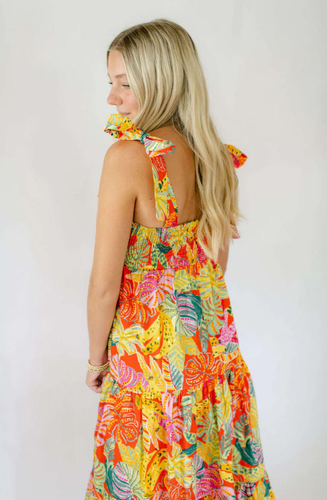 Maxi Vestido Karlie Tropical Palma Floral Plátano En Niveles Calado Campesino Boho L - Imagen 12 de 24