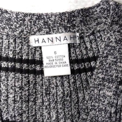 Hannah donna grigio con cardigan nero a righe maglione abbottonato manica lunga S - Foto 4 di 8