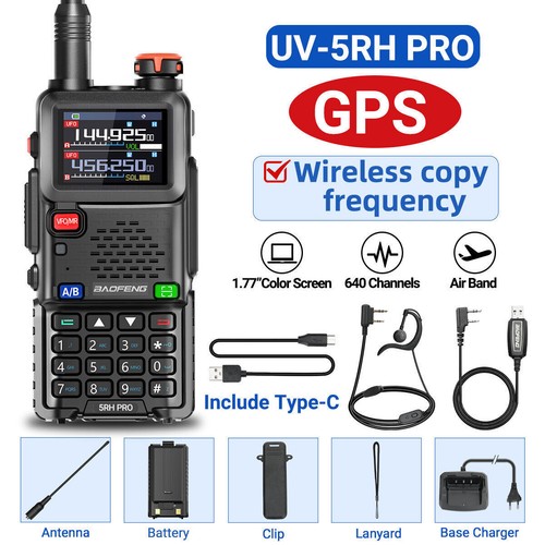 Baofeng UV-5RH PRO MAX GPS Walkie Talkie Wielopasmowe akumulator dwukierunkowe radio - Zdjęcie 14 z 16