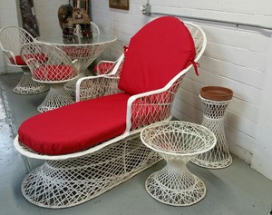 Vintage Rus Woodard Chaise Lounge Trio Spun Fibergl In La Foto Se Está Cargando Vintage Rus Woodard Chaise Lounge Trio Hilado De